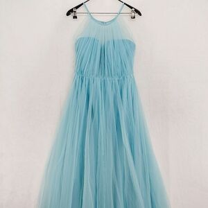 NEW SORELLA VITA Evemst Blue Tulle Maxi Bridesmaid Sleeveless Wedding Dress Z82